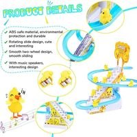 Juguete Educativo MILI, Pista de Tren Deslizante con 9 Patos Eléctricos Amarillos de Plástico, Juego de Juguetes con Tobogán y Escaleras