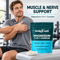 Complexe 3-en-1 de glycinate de magnésium en capsules végétaliennes à absorption élevée, malate de magnésium citrate, supplément pour adultes, marque privée OEM