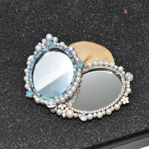 <span class=keywords><strong>Espejo</strong></span> de maquillaje con joyas ovaladas de estilo Vintage de alta calidad, exquisito diseño de perlas de cristal, nuevo <span class=keywords><strong>espejo</strong></span> cosmético - Product Image 6