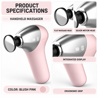 Pistolet de massage chauffant rose avec 6 vitesses, 4 têtes, 3 niveaux de chaleur et indicateur LED pour la relaxation musculaire des tissus profonds