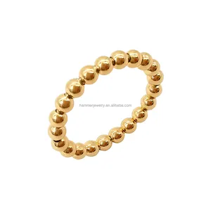 Fine Jewelry 14K Soild Gold Rings Design minimaliste Ball Bead Rings Bagues réglables en or massif