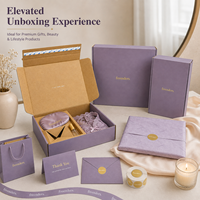 Boîte d'expédition en carton ondulé personnalisée, ensemble violet avec design élégant pour l'emballage de produits cosmétiques, de mode et de boutique.