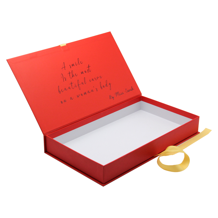 custom logo print flat packing folding magnetic matt luxury gift box cardboard folding packaging boxes with ribbon