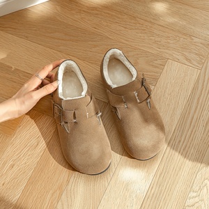 Birkenstocks một Giày mùa đông nội thất bằng len Guốc mules tăng chiều cao dày da Cotton outwear đầu lớn - Product Image 3