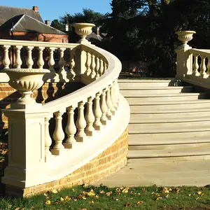 高抛光天然花岗岩石材露台现代可装饰的别墅栏杆