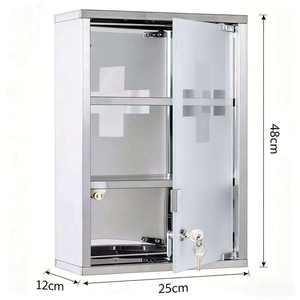 Armoire à <span class=keywords><strong>pharmacie</strong></span> murale en acier inoxydable verrouillable, étagère à 3 niveaux, boîte de premiers secours sécurisée pour clinique, hôpital, <span class=keywords><strong>pharmacie</strong></span> et bureau - Product Image 4