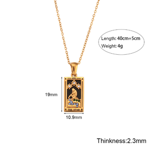 Ins Stijl Mode Retro Populaire Hot Selling Hanger Rvs Rechthoekige Druppelende Zirkoon <span class=keywords><strong>Tarot</strong></span> Ketting - Product Image 2