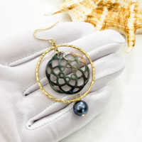 Bijoux hawaïens en perles d'ormeau, boucles d'oreilles pendantes en plaqué or naturel, boucles d'oreilles en perles de coquillage, vente en gros