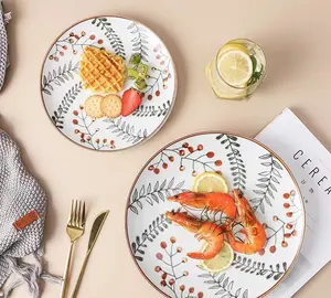 廉价库存餐厅家用北欧欧式彩色图案波西米亚陶瓷餐盘套装