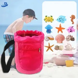 Nouveau été maille sac de plage taille sac jouet sac de rangement Sanddigging outil stockage réglable bandoulière