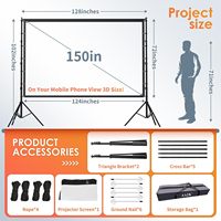 Layar Proyeksi Portabel 120" 16:9 4K HD Indoor/Outdoor dengan Tas Pembawa, Bebas Kerut, Bahan Poliester, Tripod untuk Membawa - Kualitas Bioskop