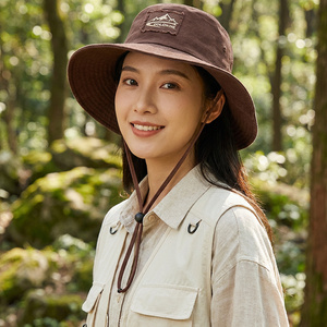 Manufacturer Custom Spring Summer Large Brim Sun Protection Climbing <b>Hat</b> Windproof Rope Bucket <b>Hat</b> Fisherman <b>Hat</b> - Product Image 5