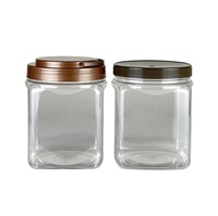 Pot en plastique alimentaire de 1/2 gallon avec couvercle et étiquette, pot carré en plastique