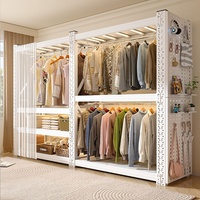 Armoire multi-niveaux réglable de type étagère ; Étagère de rangement en acier laminé à froid pour chambre à louer ; Porte-vêtements ouvert pour chambre à coucher et maison