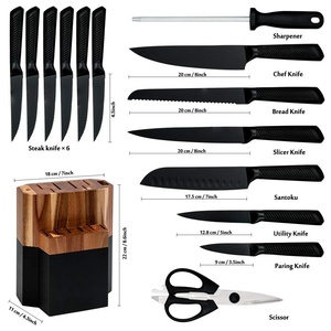 Ensemble de couteaux de cuisine japonais en acier inoxydable avec manche en plastique, accessoires de cuisine pour la maison, ensemble de couteaux de chef - Product Image 2