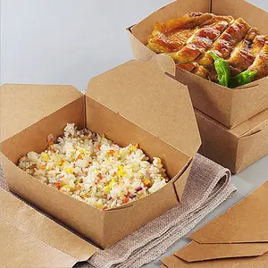 Disposable Tableware Bento Lunch Sandwich Fast Takeaway Packaging Brown Kraft Paper Food Box Craft Box