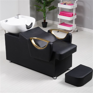 Moderno <span class=keywords><strong>Lavacabezas</strong></span> de Peluquería <span class=keywords><strong>con</strong></span> Lavabo de Porcelana, Reposabrazos de Acero Inoxidable, Mueble de Salón Duradero para <span class=keywords><strong>Masaje</strong></span> Capilar Semi-reclinable - Product Image 3