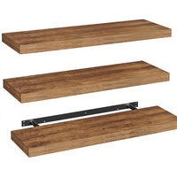 Étagère flottante à motif grain de bois, support invisible de 1,5 pouce d'épaisseur, cadre suspendu 39,4x7,9 pouces pour salle de bain et salon