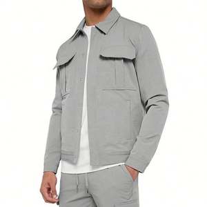 Vestes pour hommes avec logo imprimé décontracté bouton couvert tricoté polyester coton extérieur printemps automne veste pour hommes - Product Image 2