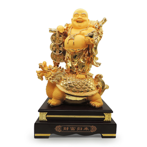รูปปั้นพระ Maitreya <span class=keywords><strong>Hotei</strong></span> Bouddha,รูปปั้นพระขำขันเรซินทองคำจีน - Product Image 1