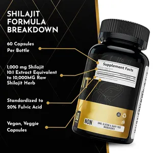 Cápsulas de resina Shilajit de alta qualidade Cápsulas de ácido fúlvico Shilajit Pure Himalaia