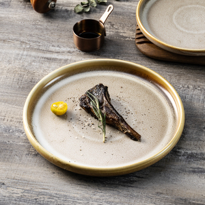 YAYU personnalisé nordique kaki turquie hôtel rustique entrée <span class=keywords><strong>plateau</strong></span> à manger en céramique plats fins assiettes à dîner en porcelaine pour Restaurant - Product Image 1