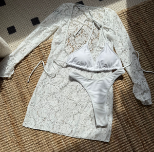 Cổ Phiếu Mới 3 Màu Sắc Sheer Ren Lưới Bãi Biển Bìa UPS 3 Mảnh Bộ Bikini Set Sexy Phụ Nữ Micro Đồ Bơi - Product Image 4