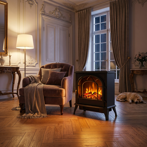 Caminetto Elettrico Decorativo ad Arco da 2000W con Fiamma 3D Realistica, <span class=keywords><strong>Stufa</strong></span> <span class=keywords><strong>Vintage</strong></span> Autoportante per Interni, Riscaldatore per Arredamento Casa - Product Image 2