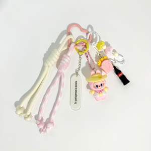 พวงกุญแจรูปหัวใจสไตล์เกาหลีพวงกุญแจน่ารักกระเป๋าเชือกถักห้อยโดพามินอุปกรณ์ห้อย<span class=keywords><strong>กระเป๋า</strong></span> Y2k จี้กระเป๋า - Product Image 1