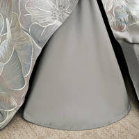 Ensemble de literie en coton brodé floral gris en gros d'usine, housse de couette et drap pour un usage domestique