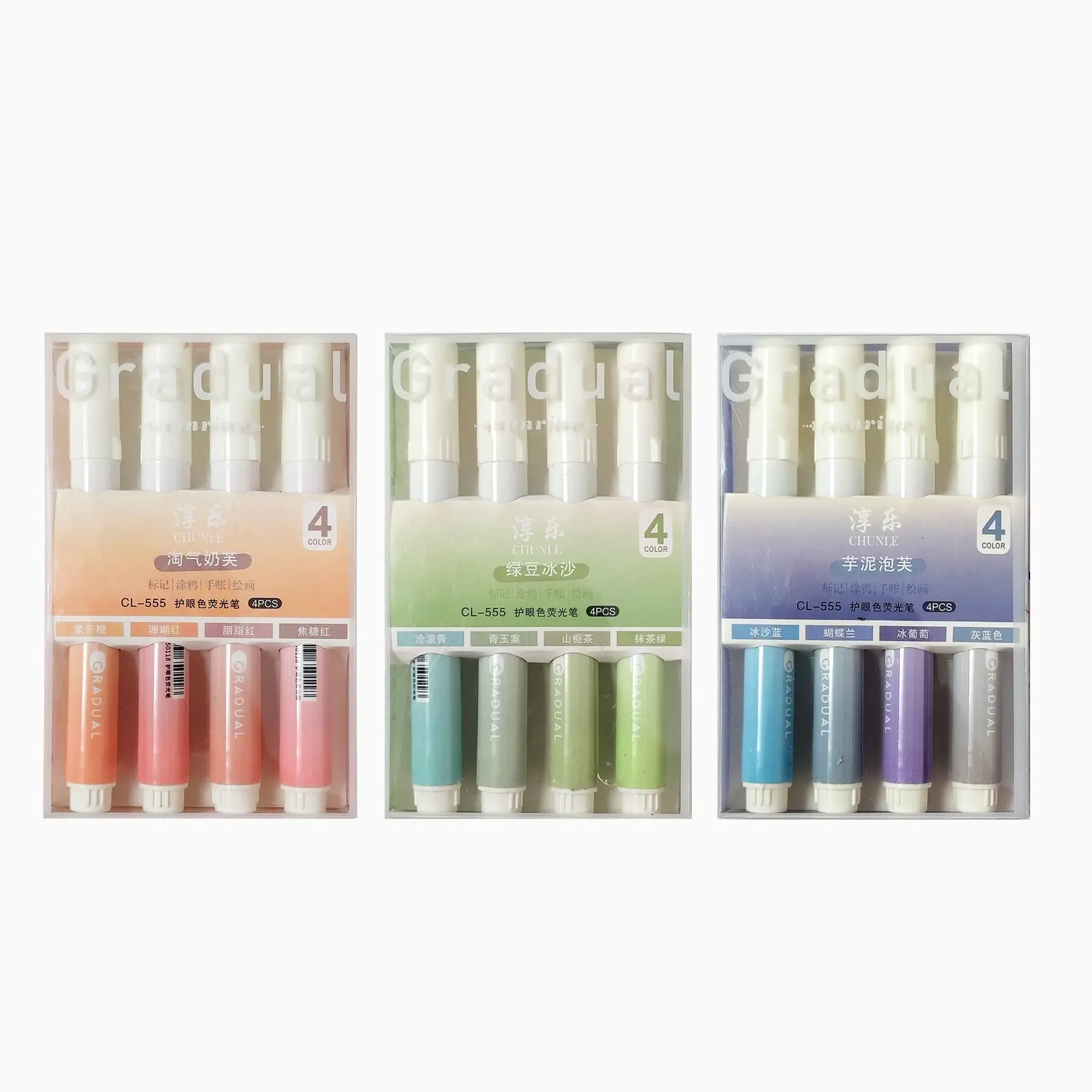 TIKTOK Amazon Hot sales Ins 4 colors popular pastel highlighter marker pen set water based for school students