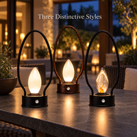 Lampe de table LED rechargeable sans fil en acrylique, flamme vacillante ovale, style minimaliste nordique, pour restaurant, ambiance, camping