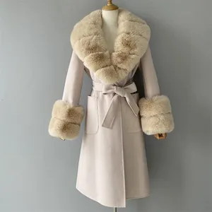 Yüksek sokak kış sıcak özel stil toptan süper uzun tarzı palto kadınlar Faux kürk uzun ceket artı boyutu