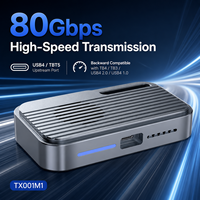 علبة تخزين M.2 NVMe SSD بتقنية Thunderbolt 5/USB4 بسرعة 80 جيجابت في الثانية، الجيل الرابع من PCIe، مع مروحة تبريد ذكية، سعة قصوى 8 تيرابايت، هيكل ألومنيوم، معتمد من FCC/CE