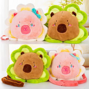 Sac à main en peluche mignon de dessin animé de 38 cm, sac à main en peluche Capybara avec chapeau de tournesol, sac à bandoulière pour fille <span class=keywords><strong>Moe</strong></span> pour enfants - Product Image 4