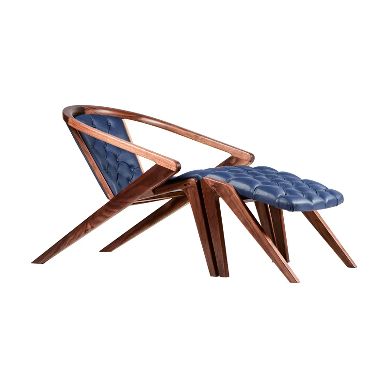 Sedia in legno sedia a sdraio in frassino di noce sedia a sdraio in legno massello P.R con seduta in pelle o tessuto