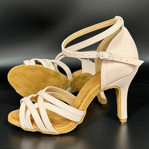 Zapatos de Baile Latino LUOQIAO S030 de Gamuza Rosa para Niña, Zapatos Profesionales con Suela Suave para Baile de Salón, Cha-cha, Bachata, Tacón Medio-Alto - Product Image 5