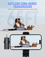 Microphones Lavalier Sans Fil 3 en 1 pour iPhone iPad Android Caméra, Microphone USB-C avec Autonomie de 7 Heures, Mini Microphone Anti-Bruit