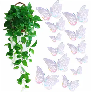 Wholesale Hollow Wallpaper Celebration Party Decorative Wall Stickers Self Adhesive 3d Laser Dazzling Butterfly Decorative