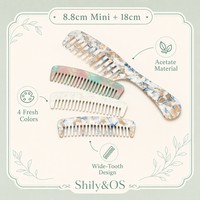 Shily&OS 定制迷你醋酸纤维发梳 宽齿防静电便携式口袋旅行梳理梳 购物袋尺寸批发散装