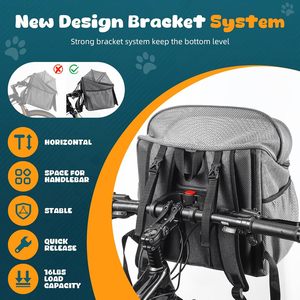 Folding Luxury Small Animal <b>Pet</b> <b>Carrier</b> Zipper Closure Oxford/Nylon Material Eco-Friendly Soft-Sided Bike Rear Seat Dog Basket - Product Image 5