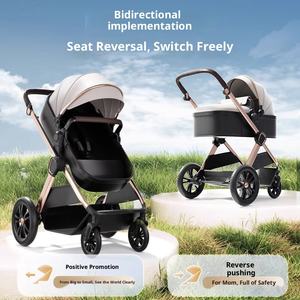 <span class=keywords><strong>Poussette</strong></span> bébé légère et pliable à quatre roues <span class=keywords><strong>en</strong></span> PU, fonction assise/allongée, cadre <span class=keywords><strong>en</strong></span> acier inoxydable, conception amortissante pour 0-3 ans - Product Image 5