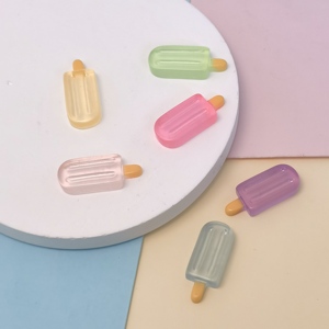 10*25mm Resina de helado en forma de paleta con parte trasera plana para manualidades de scrapbooking, decoración de fundas de teléfono y accesorios DIY, 100 unidades - Product Image 2