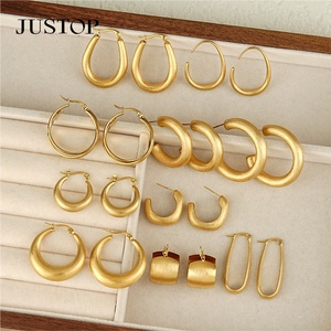 Trendy Hoop <b>Earrings</b> 18K Gold Plated Stainless Steel Hypoallergenic Luxury Jewelry Women's Fashion Supplier JUSTOP - Product Image 2