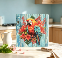 Sous-plat en céramique à imprimé floral de perroquet tropical, résistant à la chaleur, pour la décoration de table, sous-plat pour plats chauds de cuisine