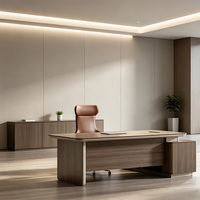 Bureau de direction en forme de L, style minimaliste et luxueux, grand bureau de direction avec armoire de classement latérale pour la décoration du bureau du président