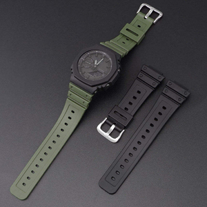 Bracelet en caoutchouc TPU pour Casio <span class=keywords><strong>GA</strong></span> <span class=keywords><strong>2100</strong></span> DW-5600, bracelet de sport, boucle en acier, ceinture de 16 mm, bracelets de montre de remplacement - Product Image 1