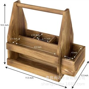 Caja de almacenamiento de madera maciza para escritorio, caja para cubiertos de cocina, caja de almacenamiento para cuchillos y tenedores de mesa de comedor, sala de estar - Product Image 1