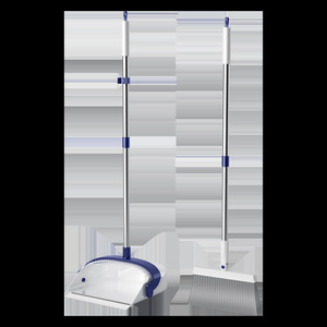 Juego de escoba y recogedor Cleanpro, blanco y azul, de aluminio, extensible, herramienta de barrido para uso doméstico - Product Image 1