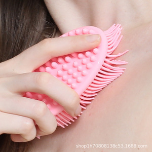 Silicone Bath Brush Oval Shape For Baby And Pet Gentle Massage Scrubber Nude Pink Rose Red Ice Blue - Product Image 4